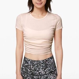 NWT LULULEMON All it Takes Short Sleeve Butter Pink Cinched Side Pastel